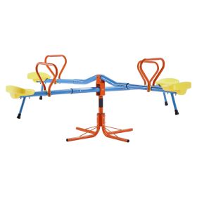 Kids Seesaw, 110 lbs Load Capacity per Seat, Sit and Spin Teeter Totter with 4-prong Support Legs, Kids Outdoor Playground Equipment