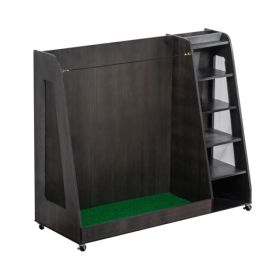 Gray Wooden Golf Bag Storage Rack
